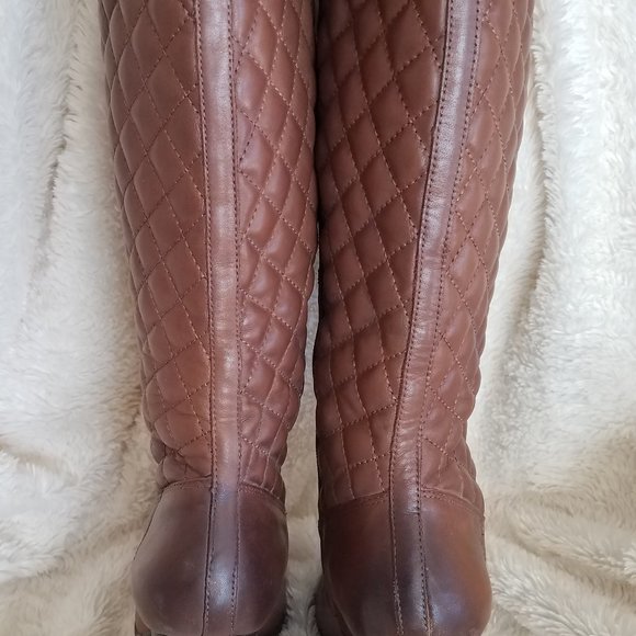 SIZE 9 Sole Society Quilted Brown Leather Boots EUC, "Bryan" - Picture 11 of 13